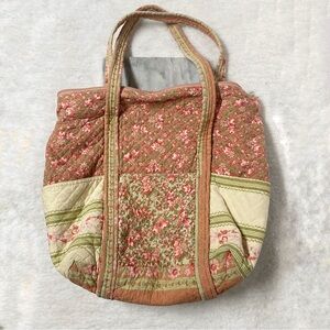 April Cornell Floral Patchwork Tote Bag Cotton Zipper Closure Cottagecore